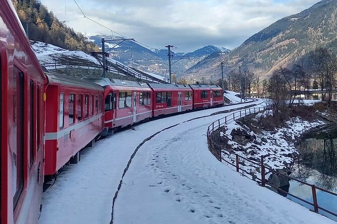 Bernina Red Train, Swiss Alps & St Moritz From Milan - Tirano at evening: arrive Italy-side, then back to Milan