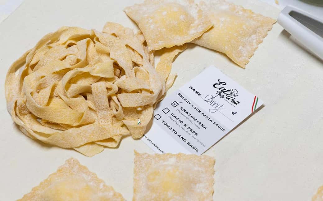 Rome: 3-in-1 Fettuccine, Ravioli, and Tiramisu Cooking Class - Fettuccine and sauce choices: tomato basil, cacio e pepe, amatriciana